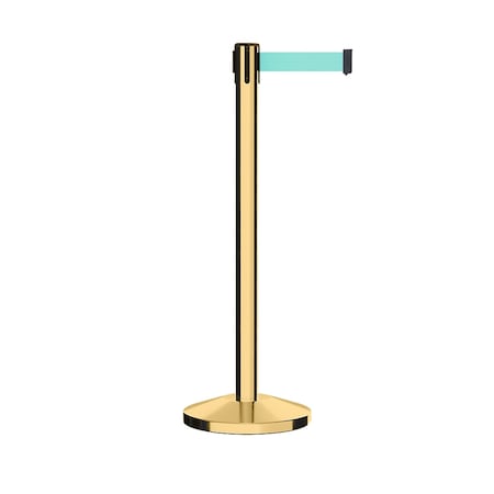 Montour Line Stanchion Belt Barrier Pol.Brass Post 13ft. Lt Grn Belt ES400-PB-LGN-130